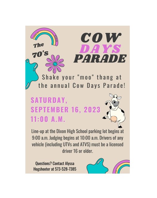 Dixon Annual Cow Days Festival In the Heart of the Ozarks Pulaski